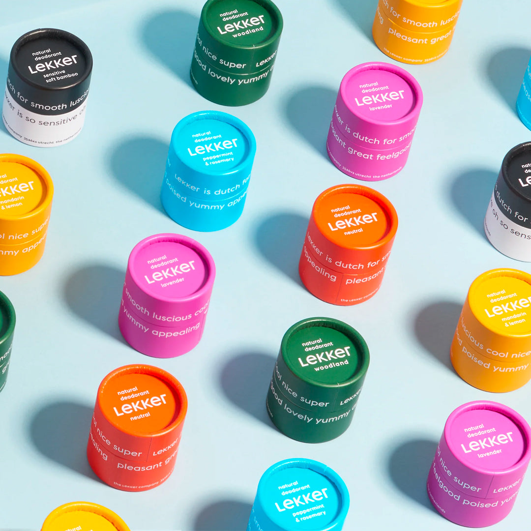 vele kleurrijke potjes Lekker deodorant die beter zijn voor de wereld dan deo spuitbussen
